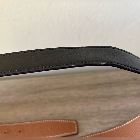 Hermes 32mm Gold and Black Reversible Leather Belt Silver H Buckle, Size 90 - Picture 16 of 17
